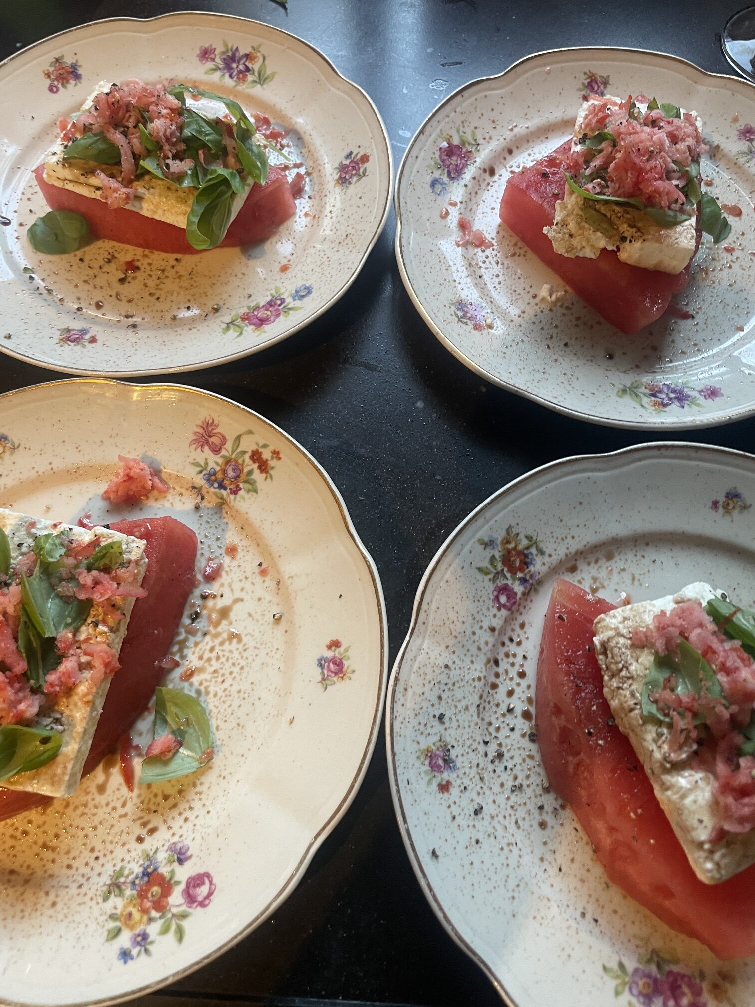 watermeloen met feta en basilicum Wellington vega ‘a la Jasper’